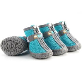 Non Slip Dog Shoes Warm Plush Lining Breathable Pet Boots for Paw Protection (Color / Size: Lake blue / 2 Fit width3-3.2cm)