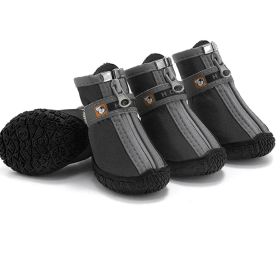 Non Slip Dog Shoes Warm Plush Lining Breathable Pet Boots for Paw Protection (Color / Size: black / 2 Fit width3-3.2cm)