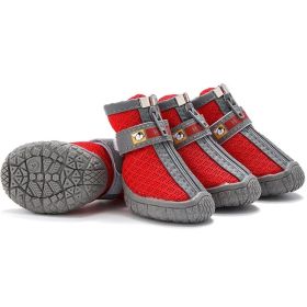 Non Slip Dog Shoes Warm Plush Lining Breathable Pet Boots for Paw Protection (Color / Size: Red / 2 Fit width3-3.2cm)