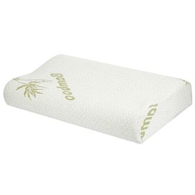 Bamboo Memory Foam Sleep Pillow Contoured Cervical Orthopedic Pillow Neck Support Breath Pillow (Color: White, size: large)
